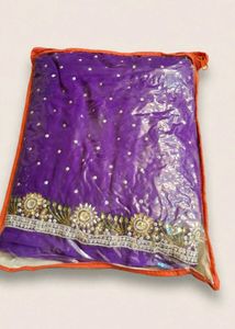 Stunning Purple Embroidered Saree