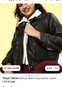 Tokyo Talkies Women Black Crop Leather Jacket