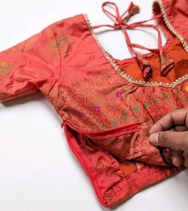 Elegant Coral Embroidered Blouse