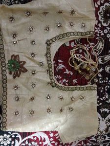 Elegant Cream Colour Embroidery Saree
