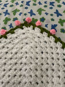 Handmade Crochet scarf with Floral Embellishments