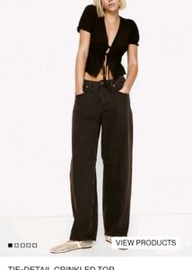 Brown Tie-Front Crop Top