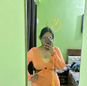 Vibrant Orange Cut-Out Mini Dress