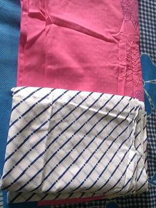 Pink Printed Dress Material.