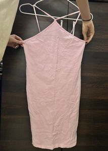 Pink Mini Bodycon Dress with Criss-Cross Straps