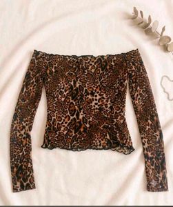 Leopard Print Off-Shoulder Top