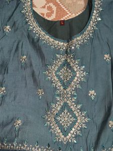 Beautifully Embroidered Teal Kurta