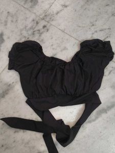 Black Tie Up Crop Top