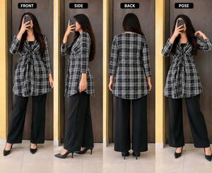 Chic Plaid Dress with Ring Detail
