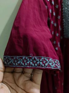 Elegant Maroon Embroidered Kurta with Dupatta