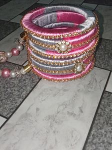 Bangles Baby Pink And Grey Colour 💫