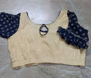 Elegant Cream n Navy Blue Blouse