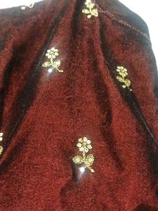 Maroon Velvet sharara set