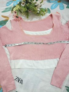 Pink Cold Shoulder Knit Top
