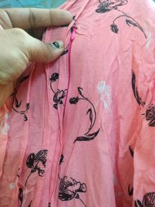 Pink floral cotton feeding kurthi