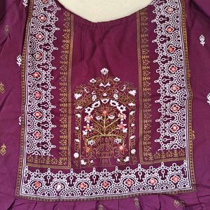 Purple Anarkali Style Alia Cut Kurti
