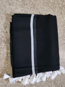 Elegant Black Saree with Tassel Border