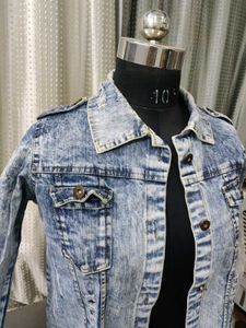 Acid Wash Denim Cropped Jacket