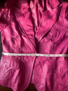 Y2K rose / hot pink leather blazer / jacket