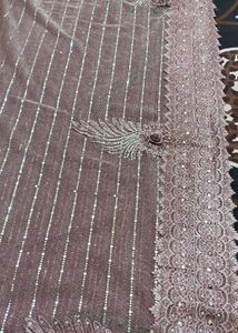 Sparkling Lavender Saree with Embellishments