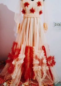 Stunning Peach & Red Gown