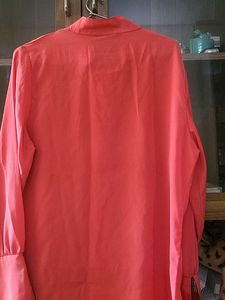 Coral Zipper Accent Blouse