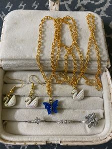 Charming Jewelry Set with Butterfly &amp; Swan