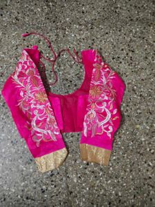 Price dropped Teal Saree  Pink Border with blouse