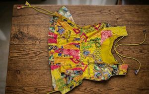 Designer Yellow Crop Top &amp; Palazzo Set with Dupatt