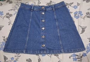 H&M Demin Button-Up A-Line Skirt