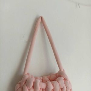 Handmade Chunky Knit Pink Tote Bag