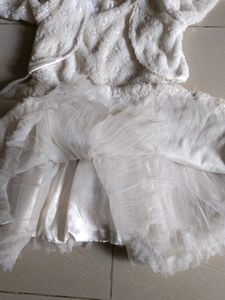 Cream Faux Fur Dress with Bolero