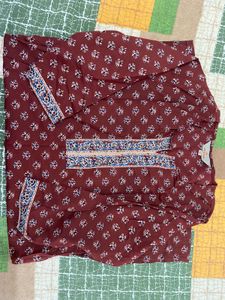 Maroon Printed Kurta