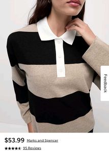 M&amp;S Striped Knitted Rugby Top