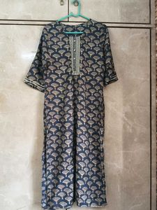 Navy Blue Printed Kurta Set