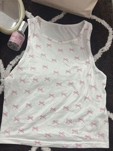 White Tank Top with Pink Bows