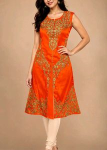 Embellished Rajasthani Orange Kurta🧡