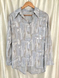 Abstract Print Button-Up Shirt