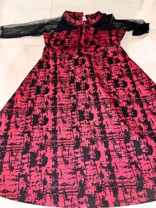 Red &amp; Black Print Dress