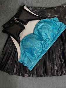 Metallic Cut-Out Padded Crop Top