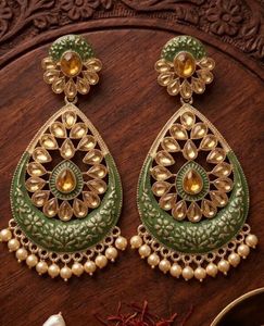 Designer Green & Gold Earrings