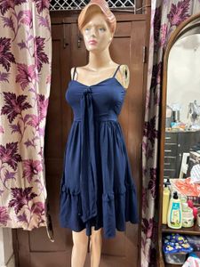 Chic Smocked Navy Blue Maxi Dress