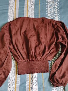 Brown casual crop top