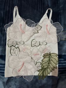 Floral Embroidered Crop Top, fits S &amp; M