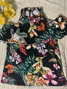 Tropical Cold Shoulder Top