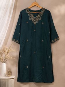 Elegant Teal Embroidered Kurta and big plazo with