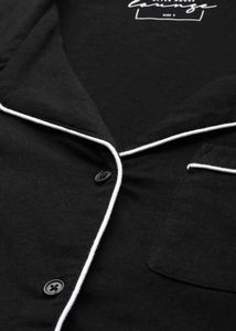 Black Pyjama Set with White Piping