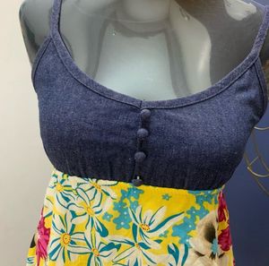 Denim Top Floral Print Dress