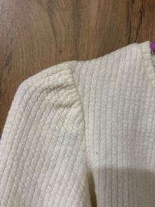 Cream Ribbed Twist Front Top