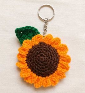 Handmade Crochet Sunflower Keychain